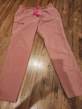 Figs Women's Dusty Rogue Scrub Pants with Pink Drawstring